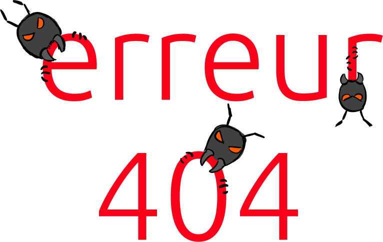 Le texte 'erreur 404' en train d'être mangé par des fourmis